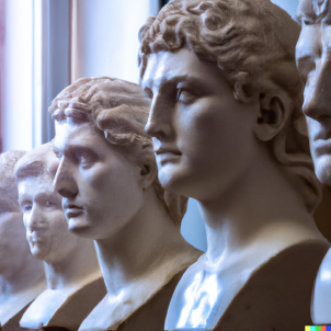 DALL·E 2022-08-25 10.29.42 - A collection of Greco-Roman style head statues of Roman Emperors, realistic photo.png